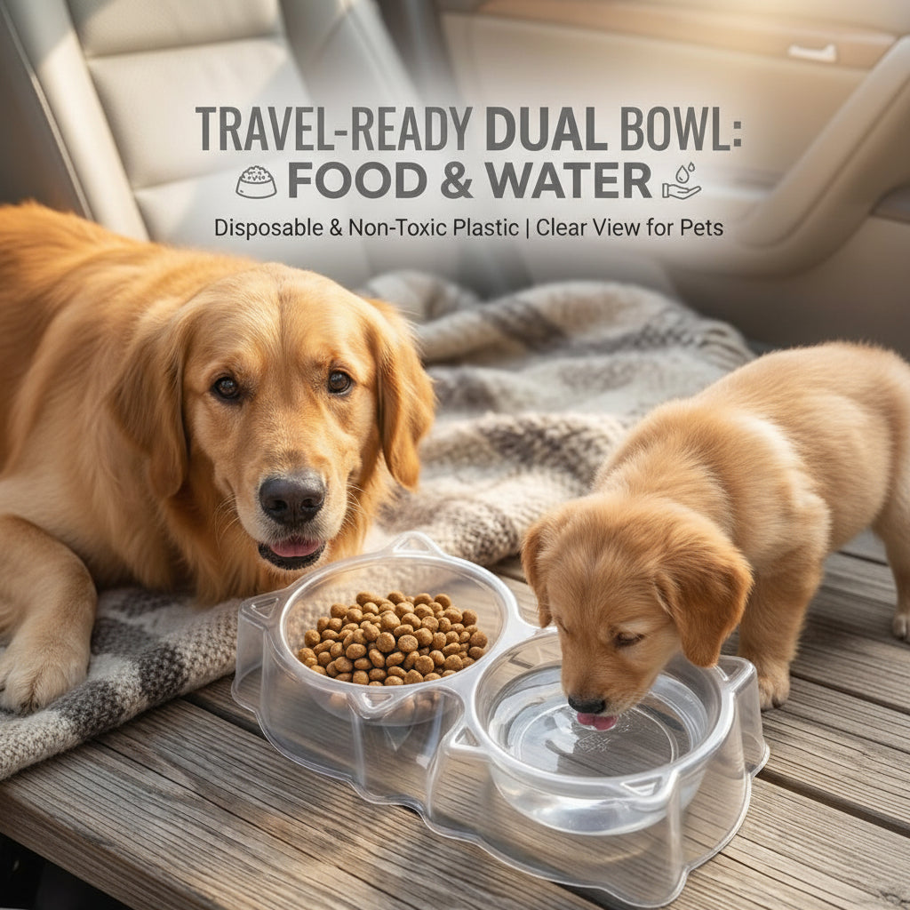 Disposable Pet Travel Bowl – 2-in-1 Food & Water Bowl (Pack of 5)
