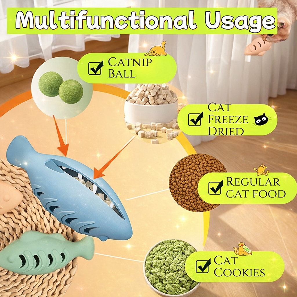 Interactive Fish Cat Toy Treat Dispenser
