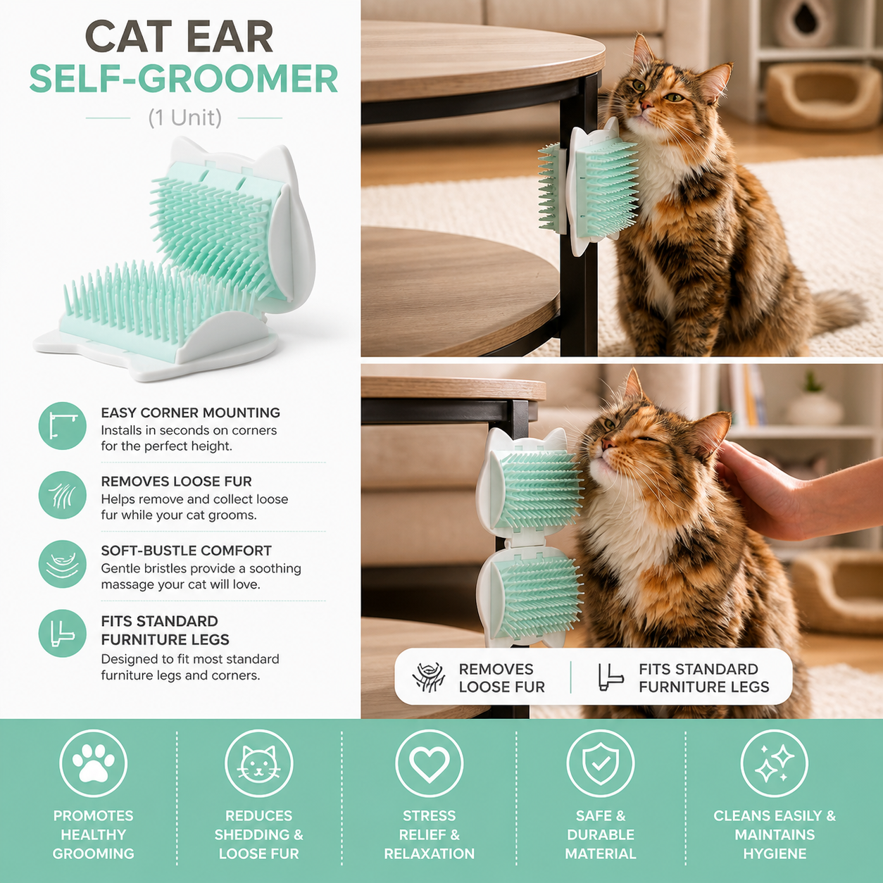 2-in-1 Cat Self Groomer & Scratcher