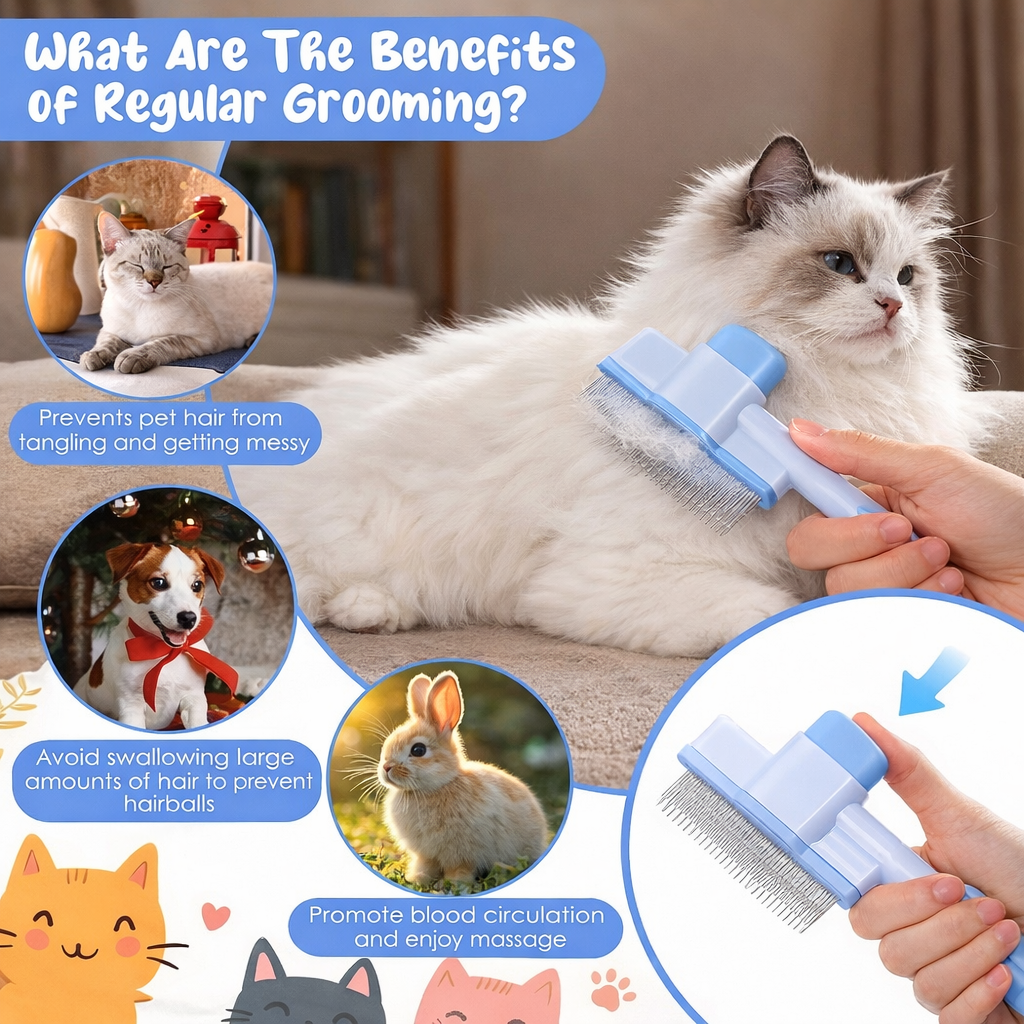 Cat & Dog Deshedding Comb – One-Click Hair & Lice Remover