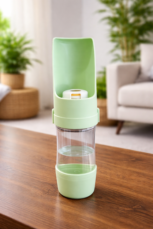 2-in-1 Dog Travel Bottle – Water & Food Dispenser