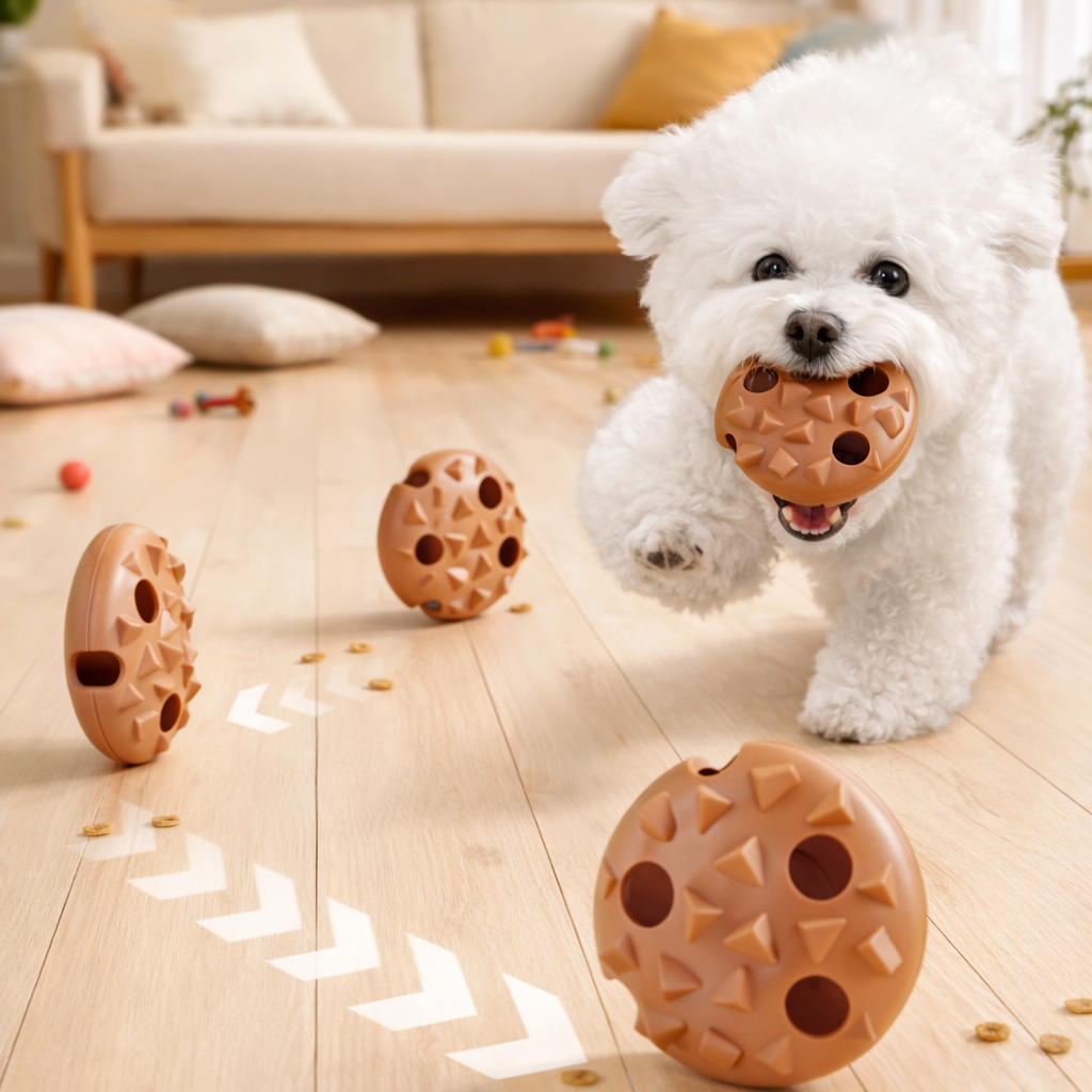 Cookie-Style Slow Feeder – Sound & Treat Puzzle Toy