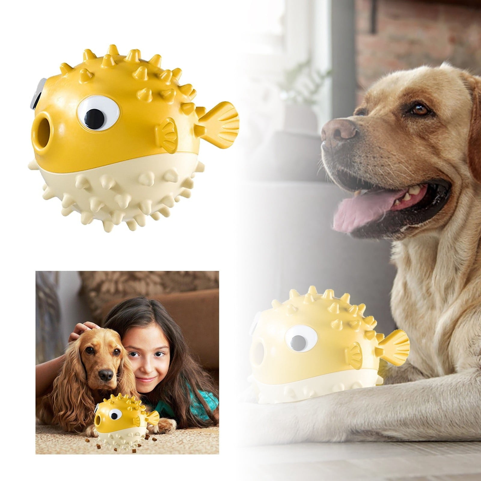 Bouncy Fish Treat Ball – Sound & Chew Toy for Dogs