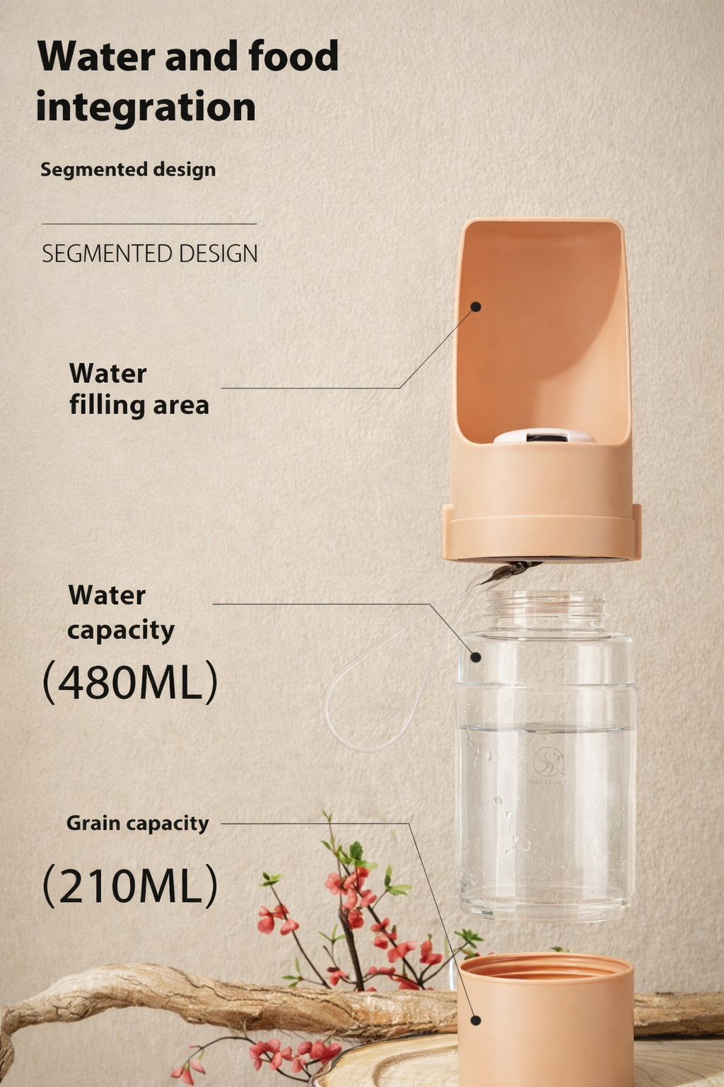 2-in-1 Dog Travel Bottle – Water & Food Dispenser