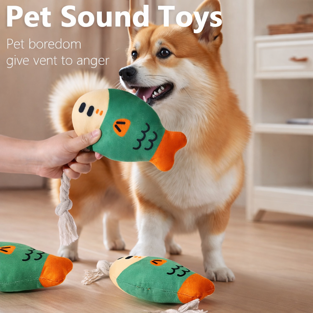 Squeaky Plush Rope Toy for Dogs & Cats – Durable Chew & Dental Play