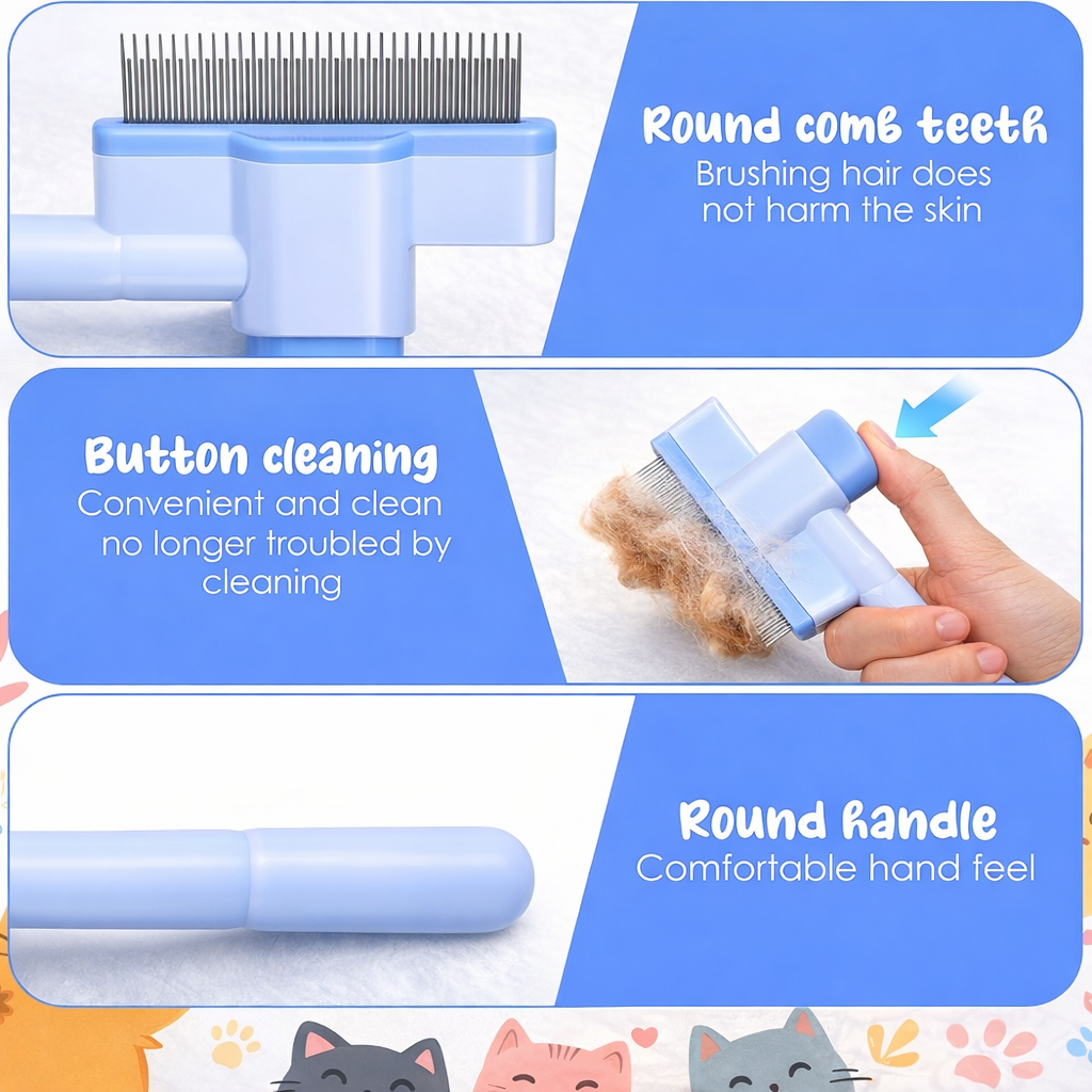 Cat & Dog Deshedding Comb – One-Click Hair & Lice Remover