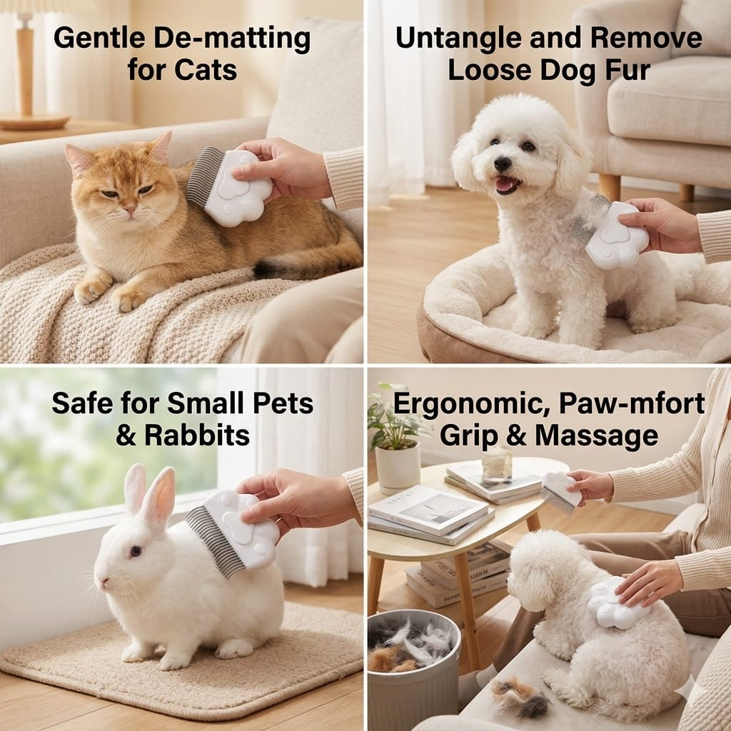 2-in-1 Pet Dematting Comb – Tangle-Free Grooming & Massage Tool