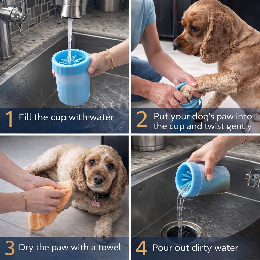 Portable Paw Cleaner Cup – 360° Silicone Brush