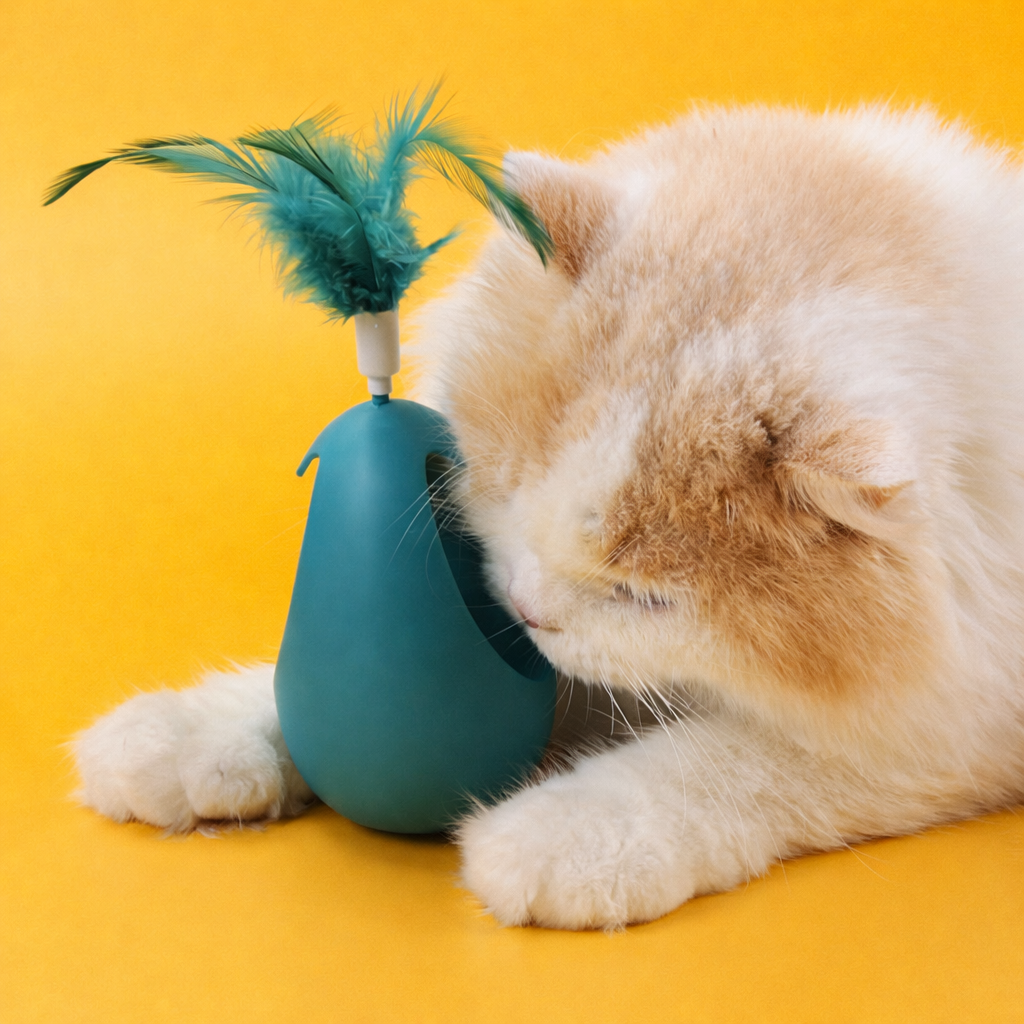 3-in-1 Catnip Tumbler Toy – Feather, Rocking & 360° Bouncing Cat Toy