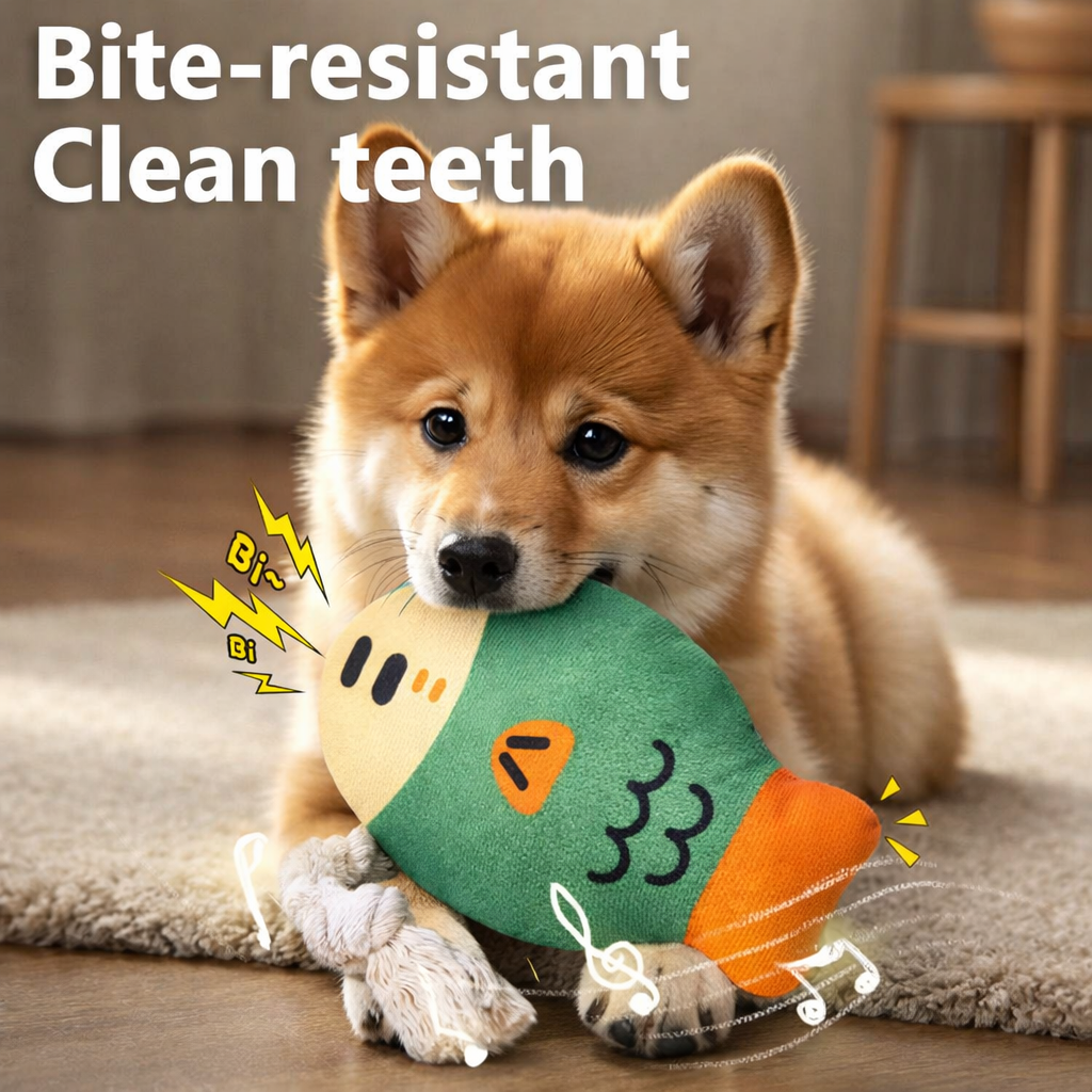 Squeaky Plush Rope Toy for Dogs & Cats – Durable Chew & Dental Play