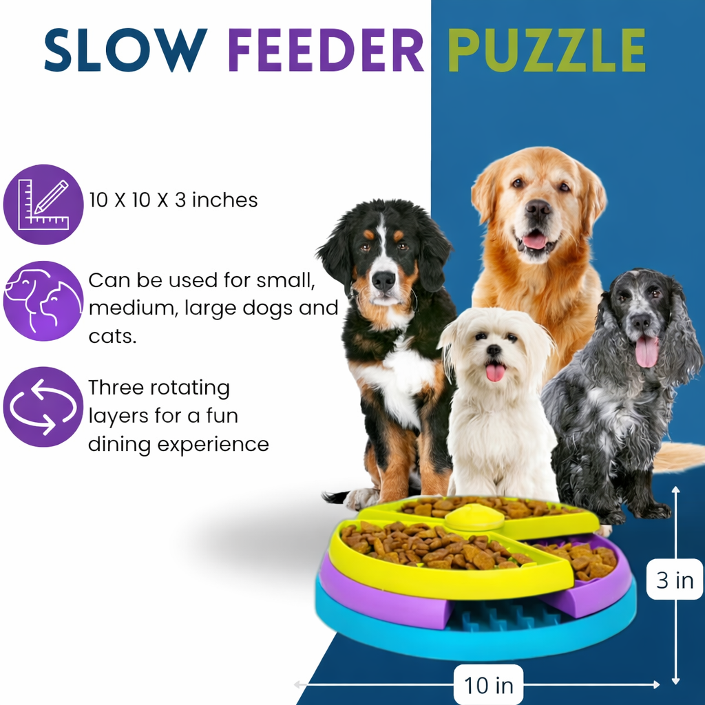Dog Puzzle Feeder – 3-Layer Interactive Slow Treat Dispenser