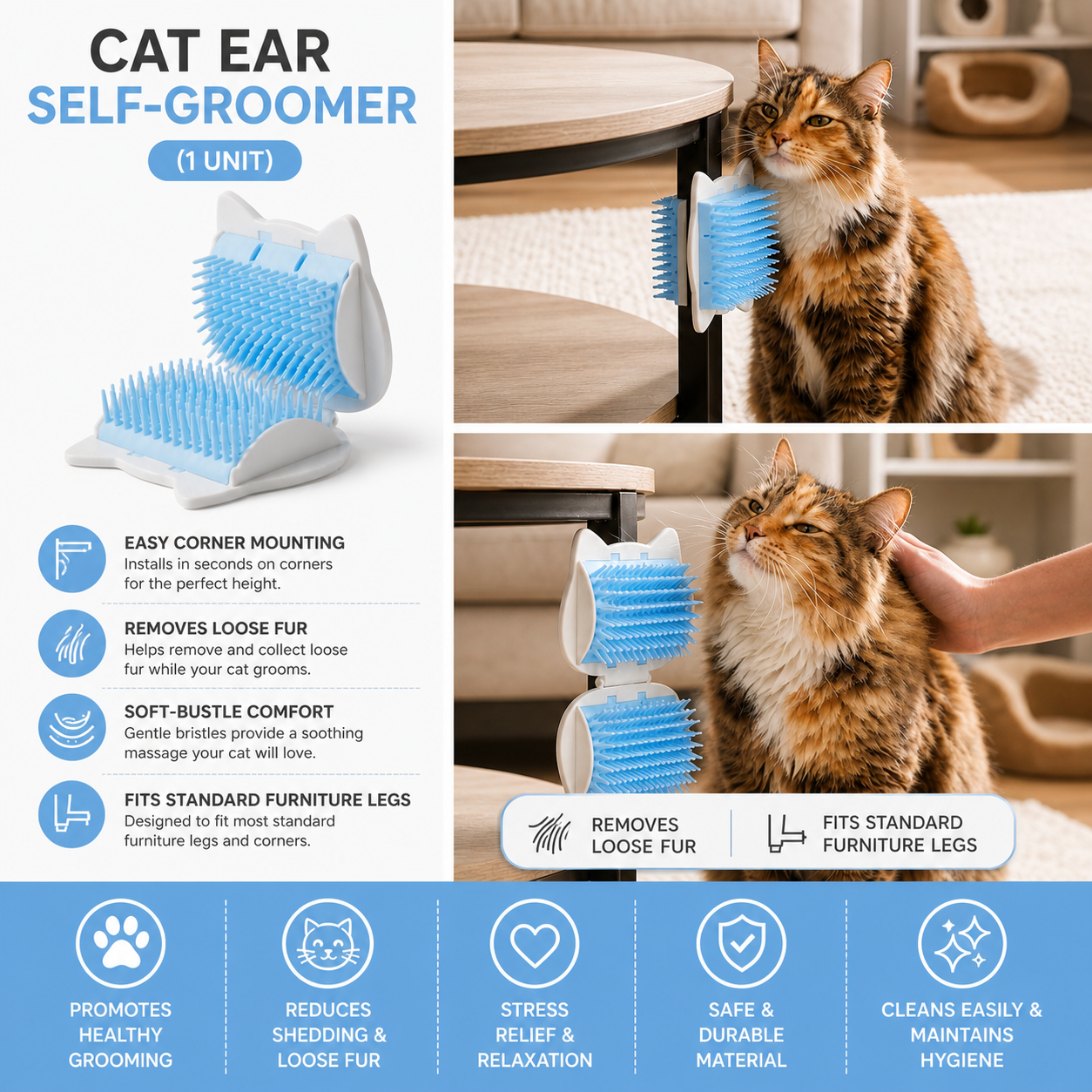2-in-1 Cat Self Groomer & Scratcher