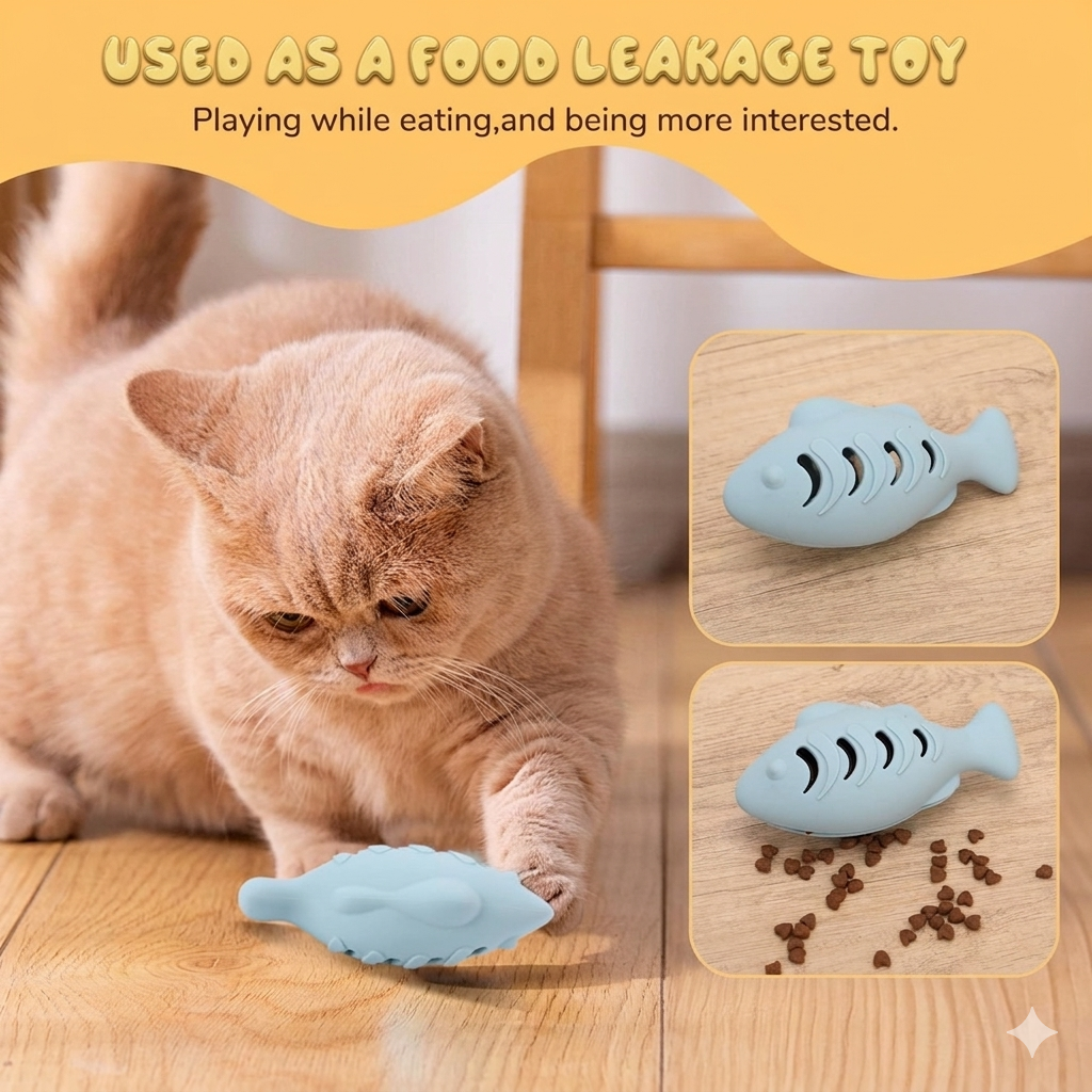 Interactive Fish Cat Toy Treat Dispenser