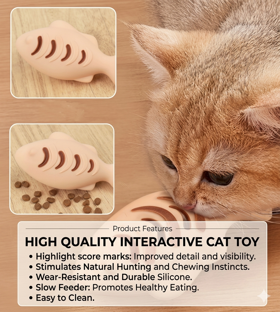 Interactive Fish Cat Toy Treat Dispenser