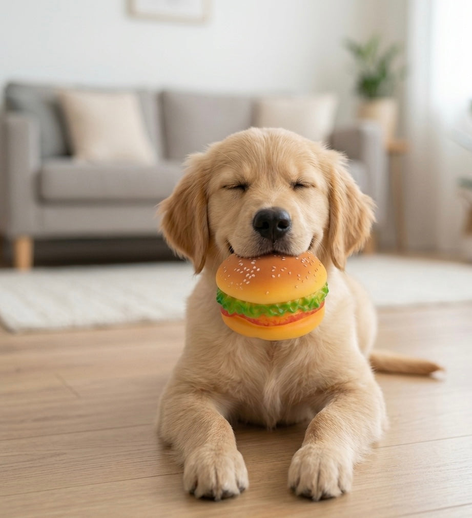 Realistic Burger Squeaky Dog Toy