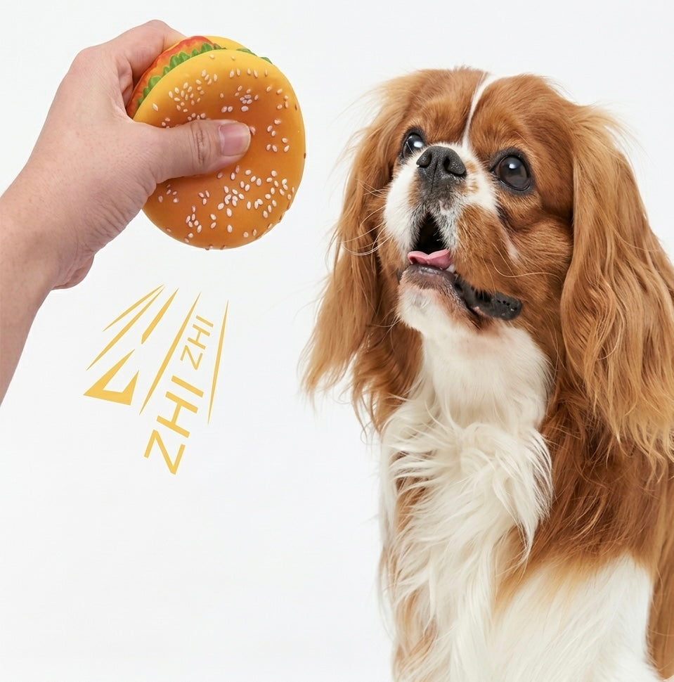 Realistic Burger Squeaky Dog Toy