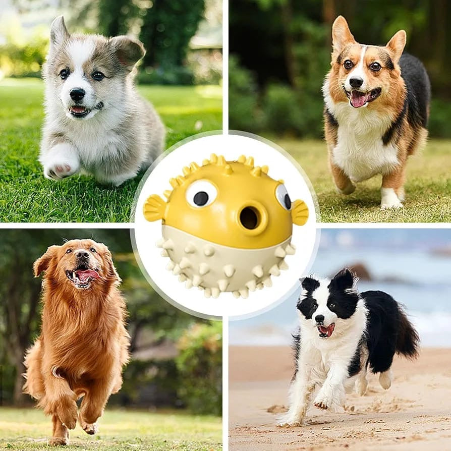 Bouncy Fish Treat Ball – Sound & Chew Toy for Dogs