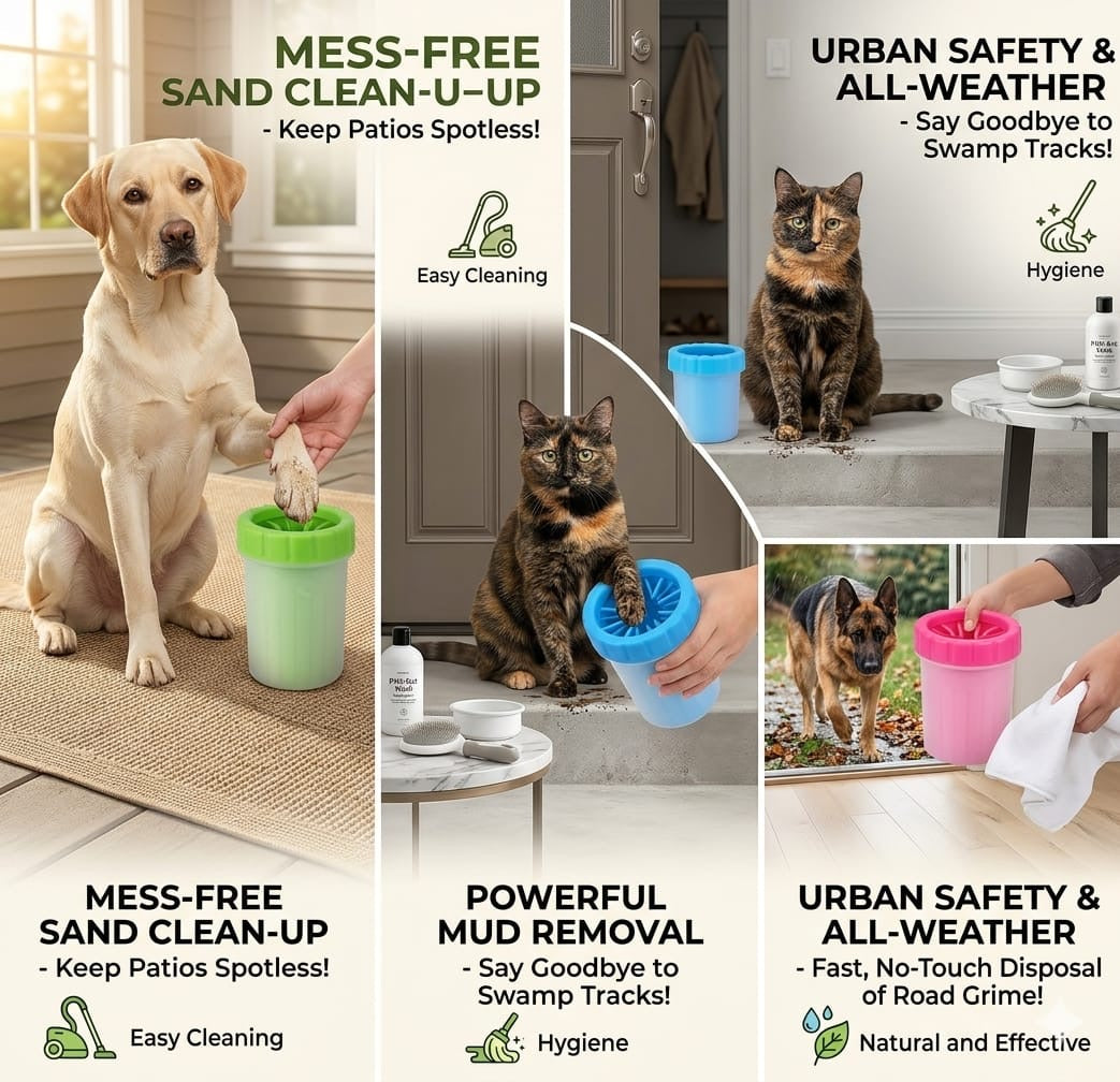 Portable Paw Cleaner Cup – 360° Silicone Brush